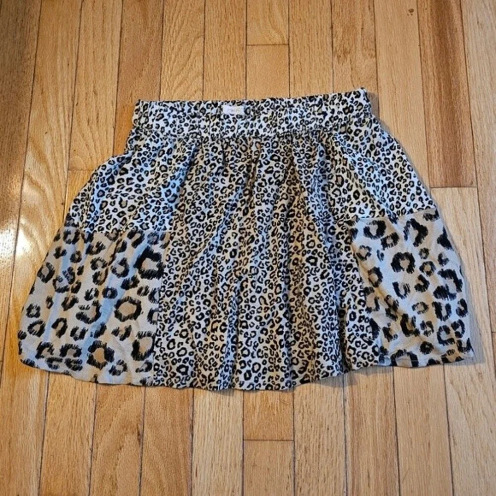 The Childrens Place Girls Multicolor Leopard Print Stretch Mini Skirt Size Large